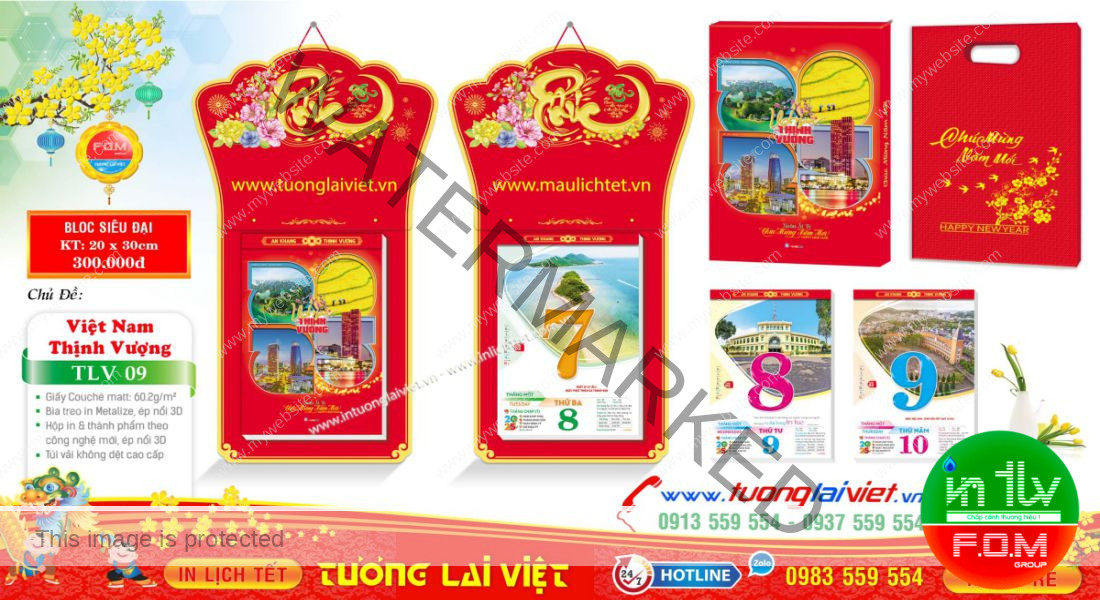 Mẫu Lịch Bloc Chữ Phúc