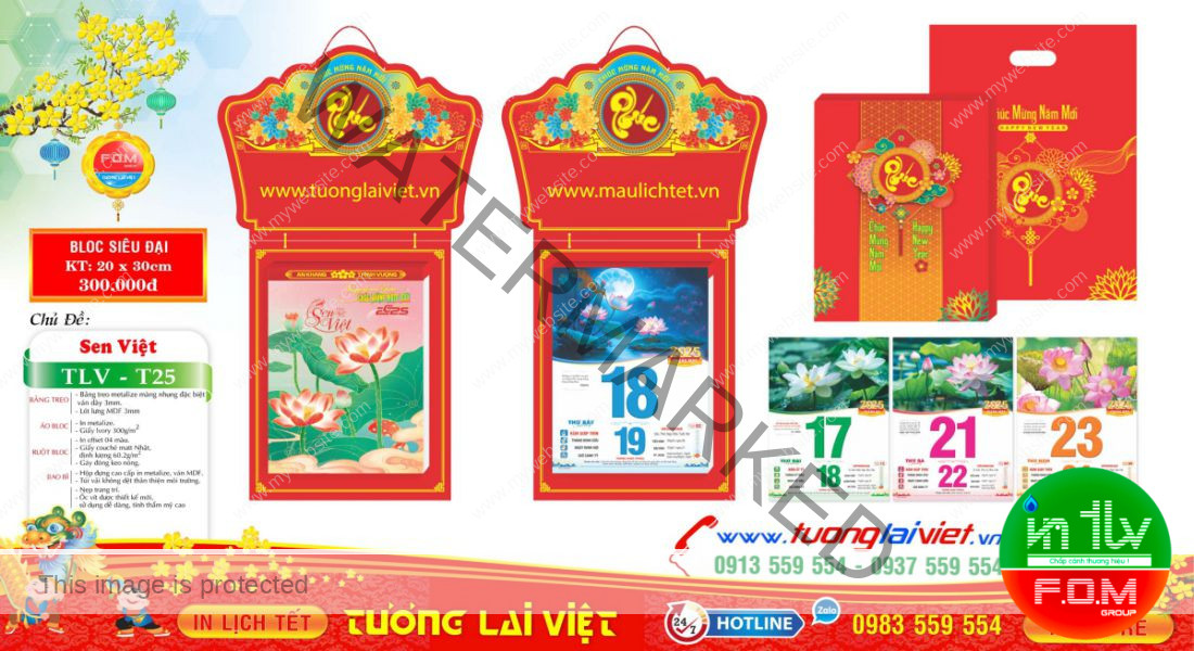 Mẫu Lịch Bloc Hoa Sen