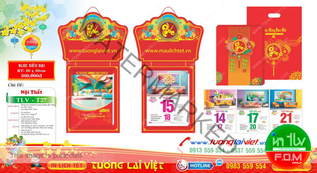 Mẫu Lịch Bloc Nội Thất