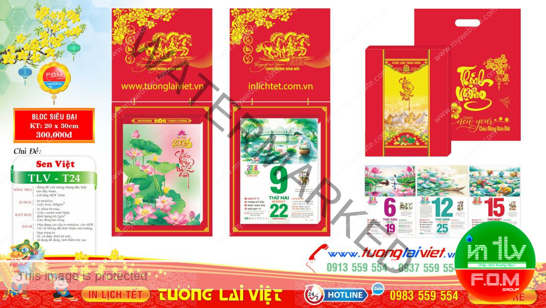 Lịch bloc siêu đại Bìa Sơn Mài