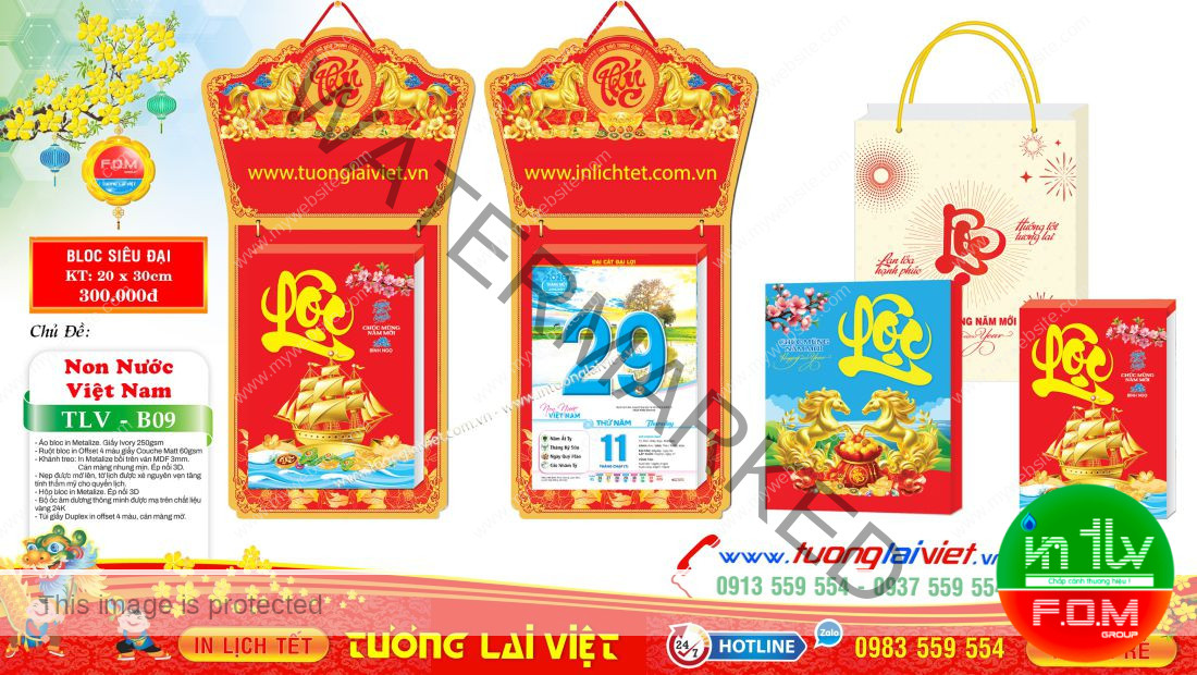 Lịch bloc siêu đại Chữ Phúc