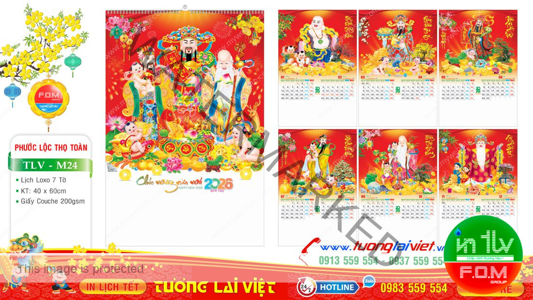 Lịch Lò Xo 7 Tờ Phước Lộc Thọ