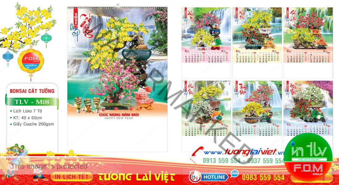 Mẫu Lịch Tờ Bon Sai