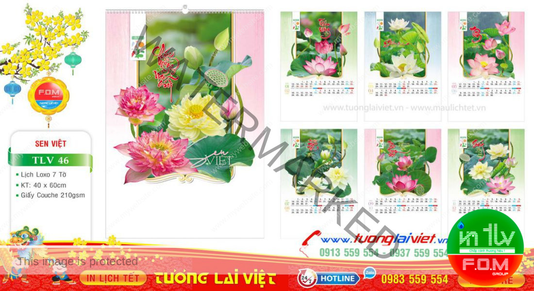 Mẫu Lịch Tờ Hoa Sen