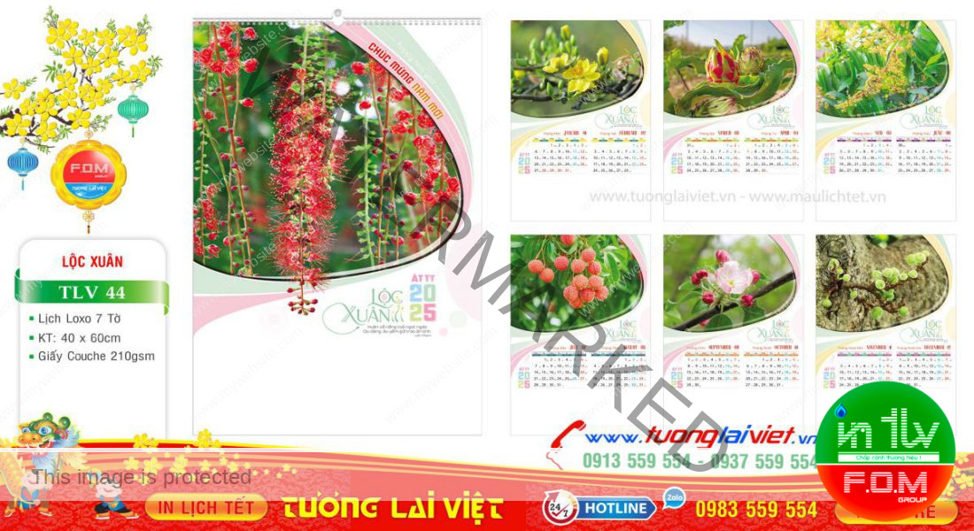 Mẫu Lịch Tờ Lộc Xuân