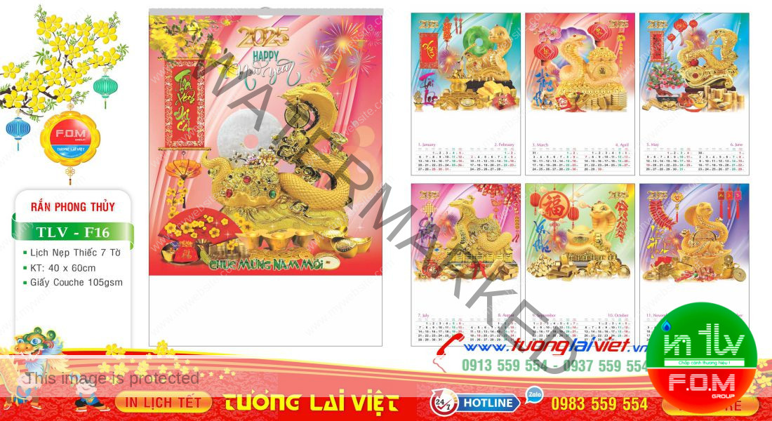 Mẫu Lịch Tờ Phong Thủy