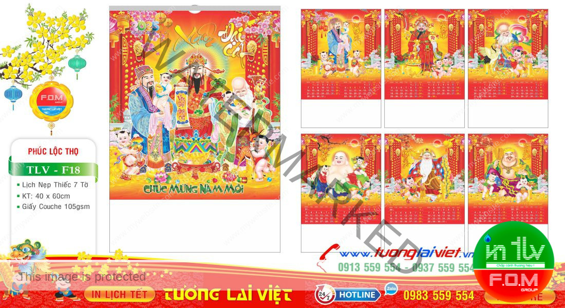 Mẫu Lịch Tờ Phước Lộc Thọ