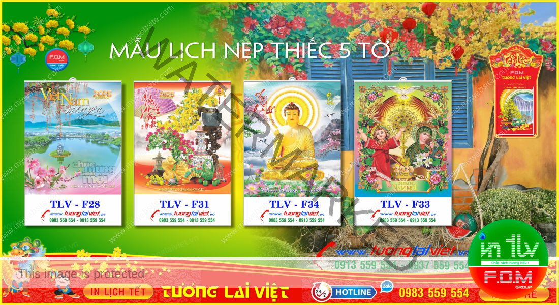 Mẫu Lịch Tết 5 Tờ
