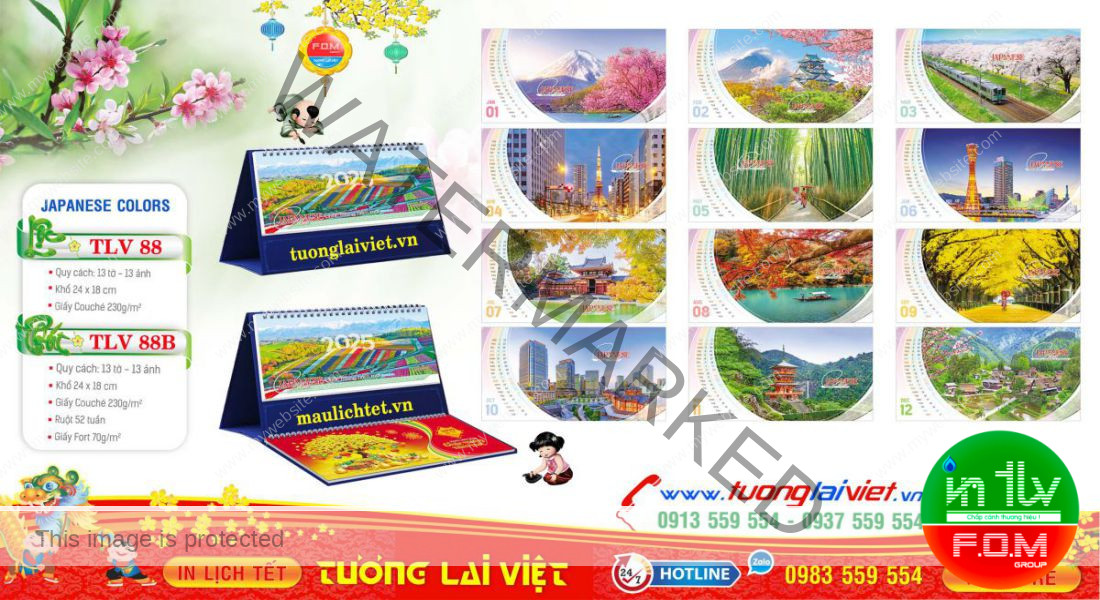 Mẫu Lịch Để Bàn Cảnh Đẹp Nhật Bản