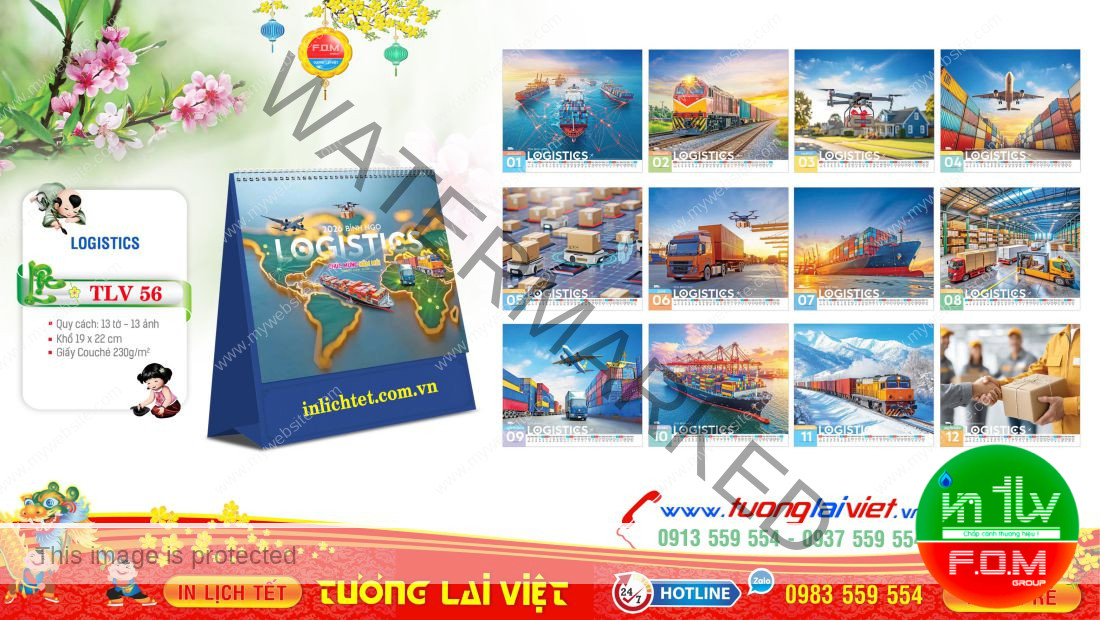 Mẫu Lịch Bàn Đứng Logictics