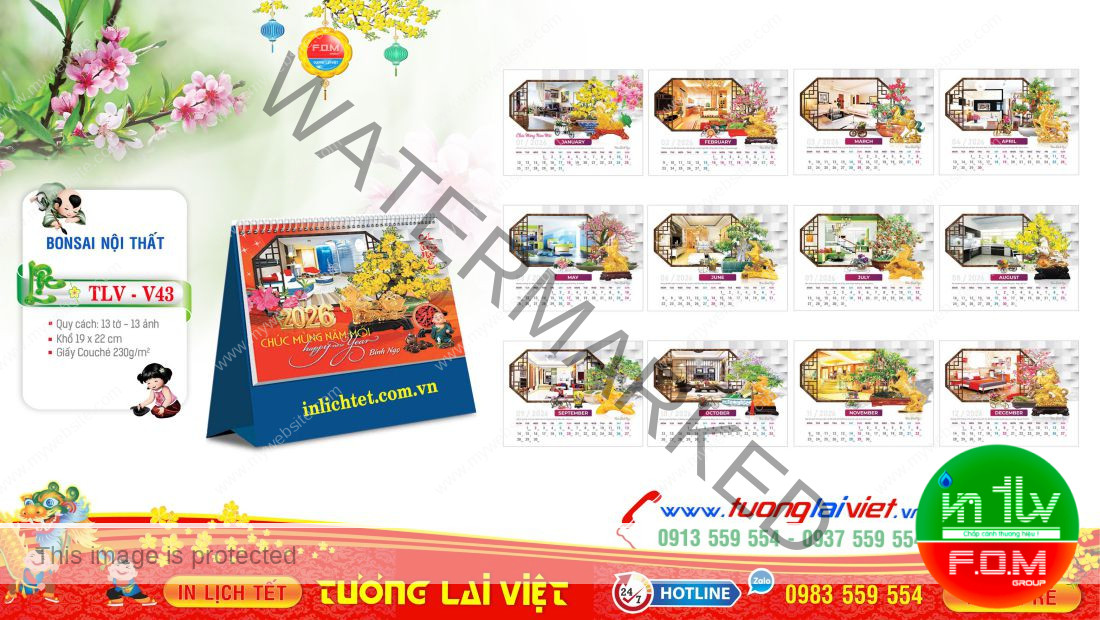 Mẫu Lịch Bàn Đứng Nội Thất