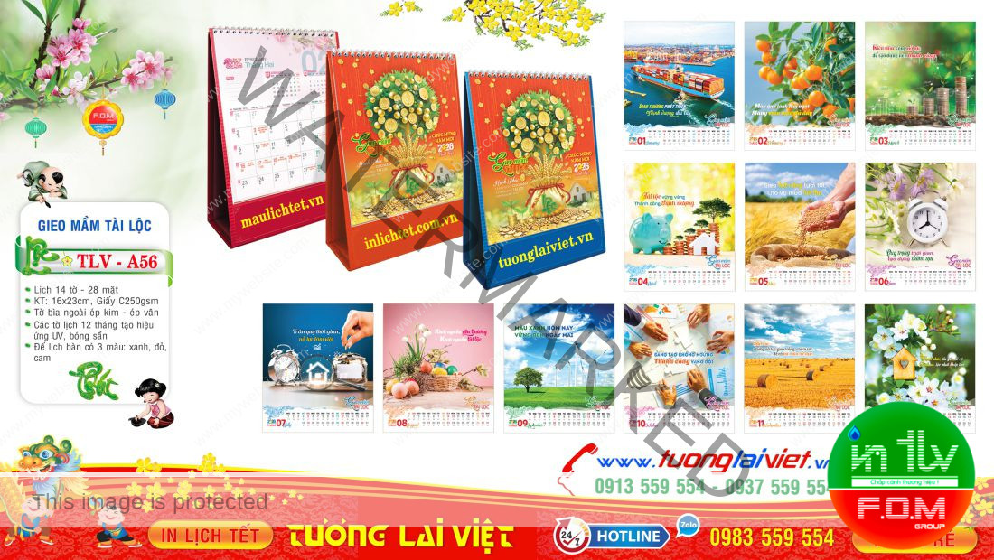 Mẫu Lịch Bàn Đứng Xuân Tài Lộc