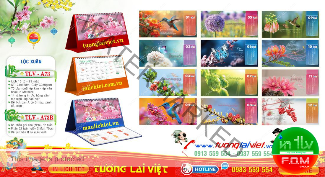 Mẫu Lịch Để Bàn Lộc Xuân