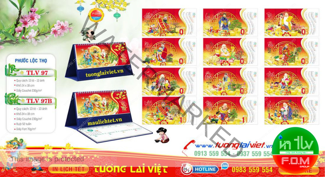 Mẫu Lịch Để Bàn Phúc Lộc Thọ