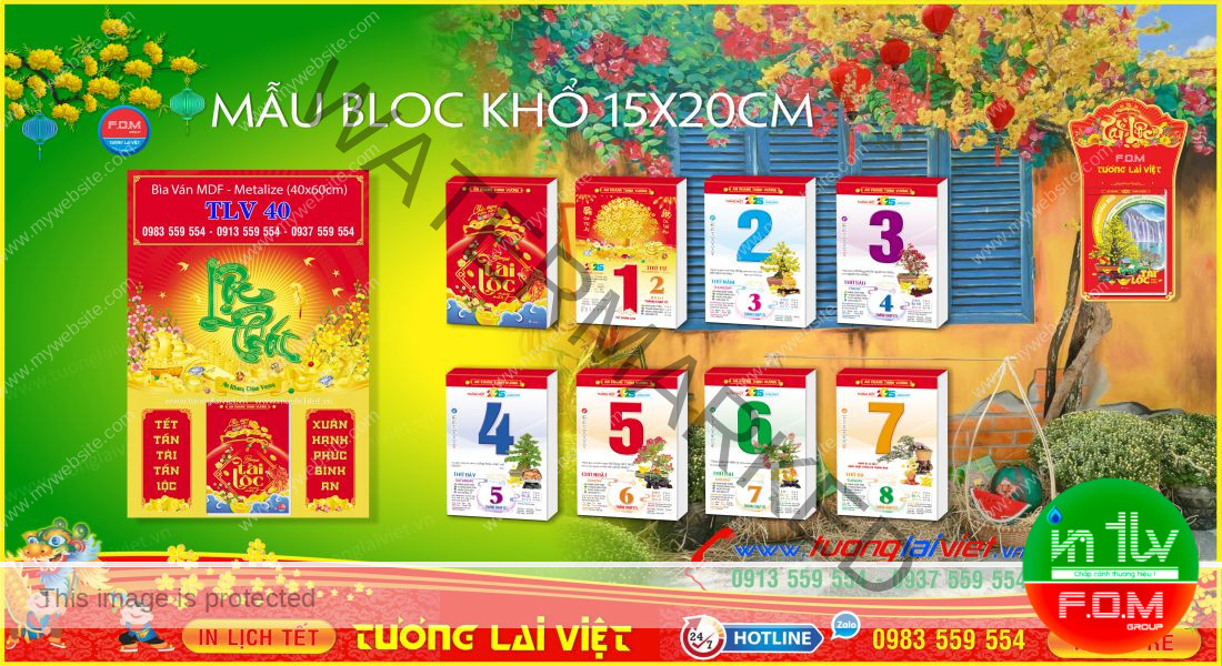 Mẫu Lịch Tết Bloc Đại