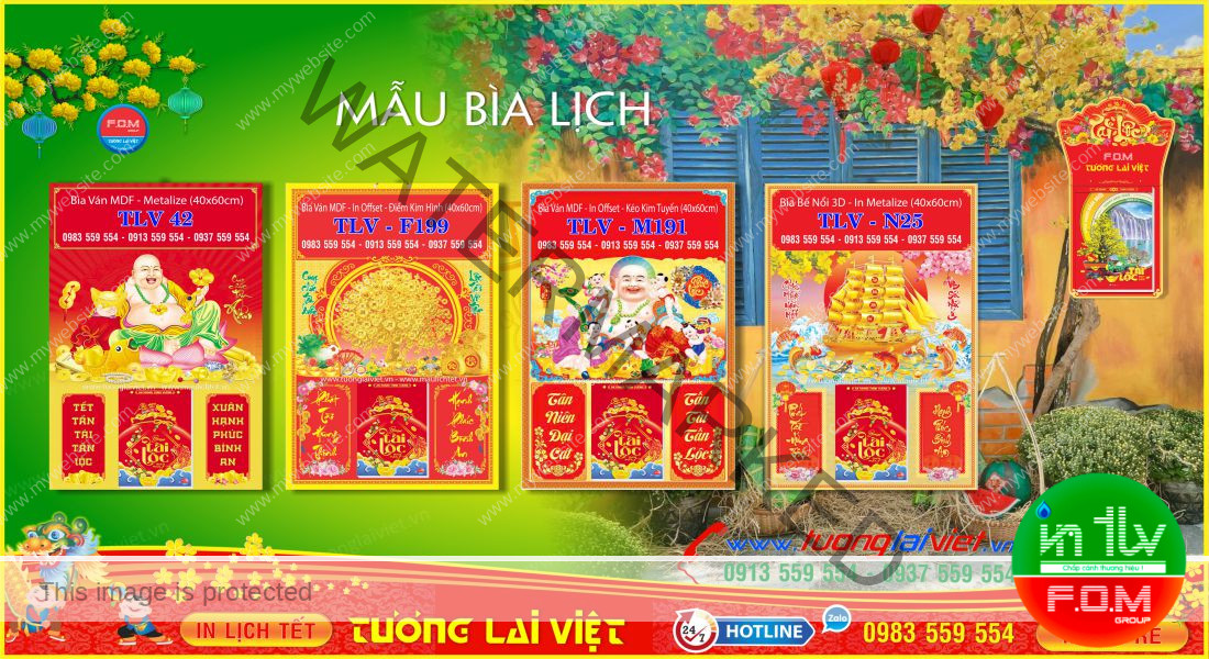 Mẫu Lịch Tết Bloc Treo Tường