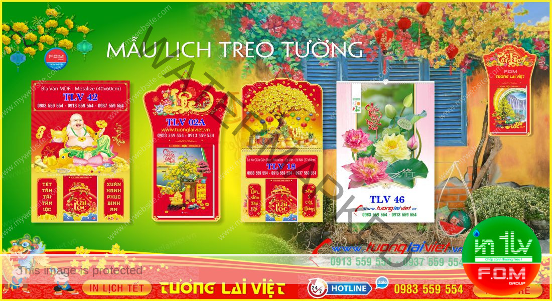 Mẫu Lịch Tết Treo Tường